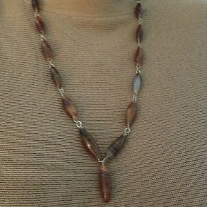 Brown large natural stone necklace